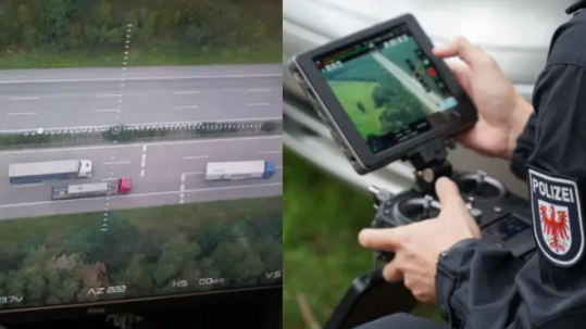 شرطة براندنبورغ تستخدم طائرة بدون طيار لتسجيل مخالفات انتهاك مسافة الأمان للشاحنات